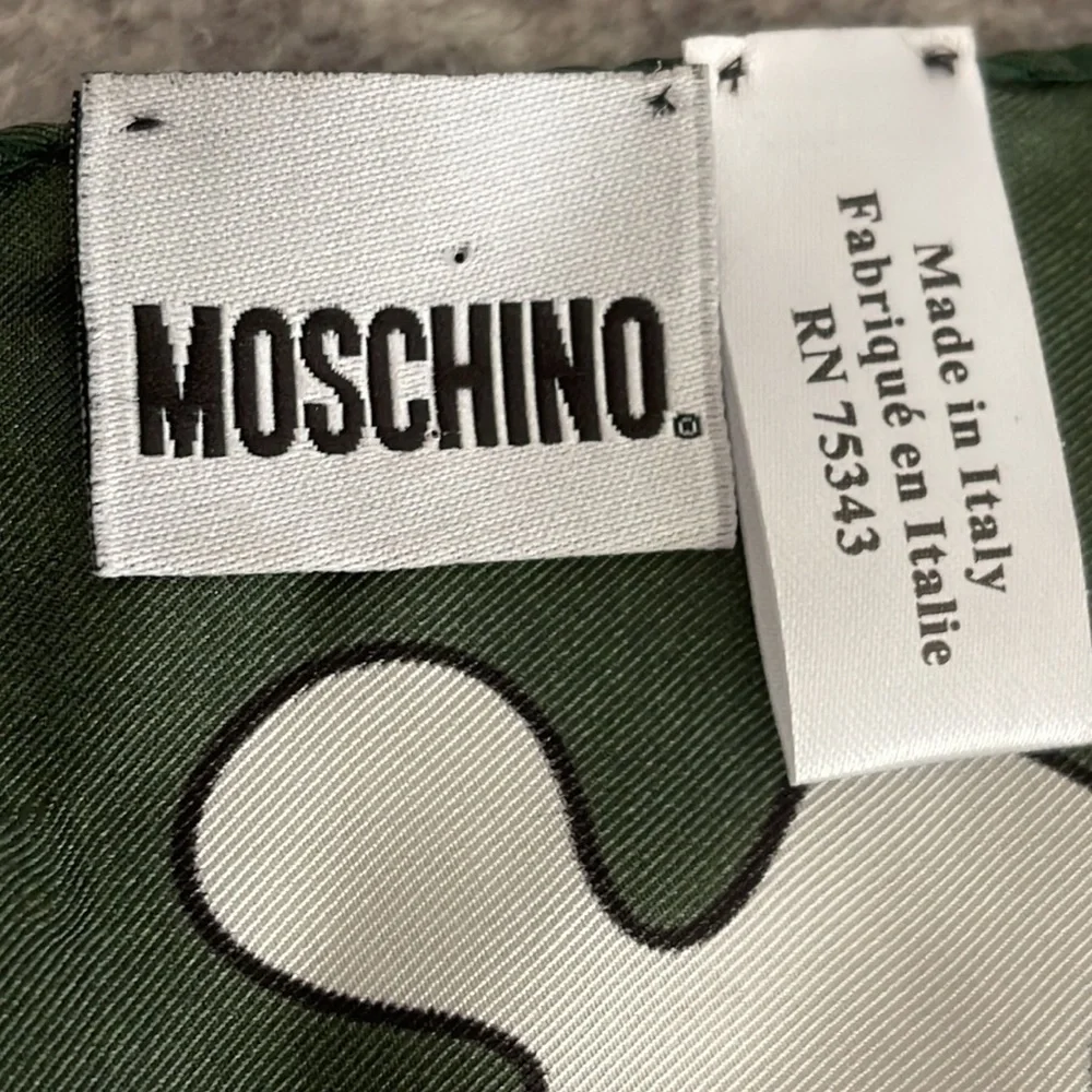 NWOT Moschino 100% Silk Puzzle Teddy Bear Scarf